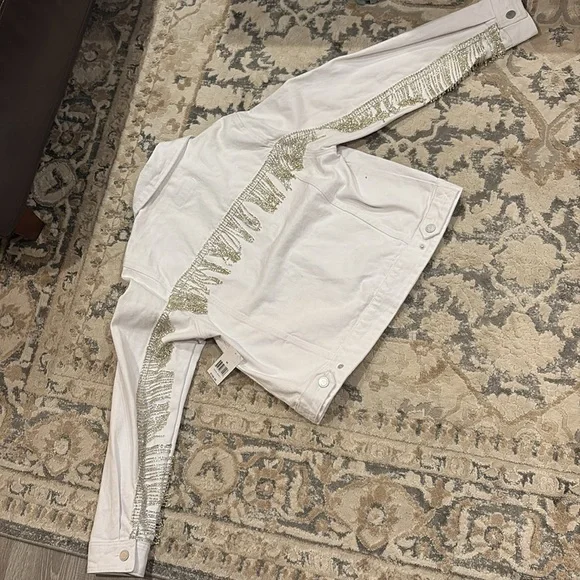 NWT BLANKNYC white denim “Fringe Jacket” - Picture 8 of 11